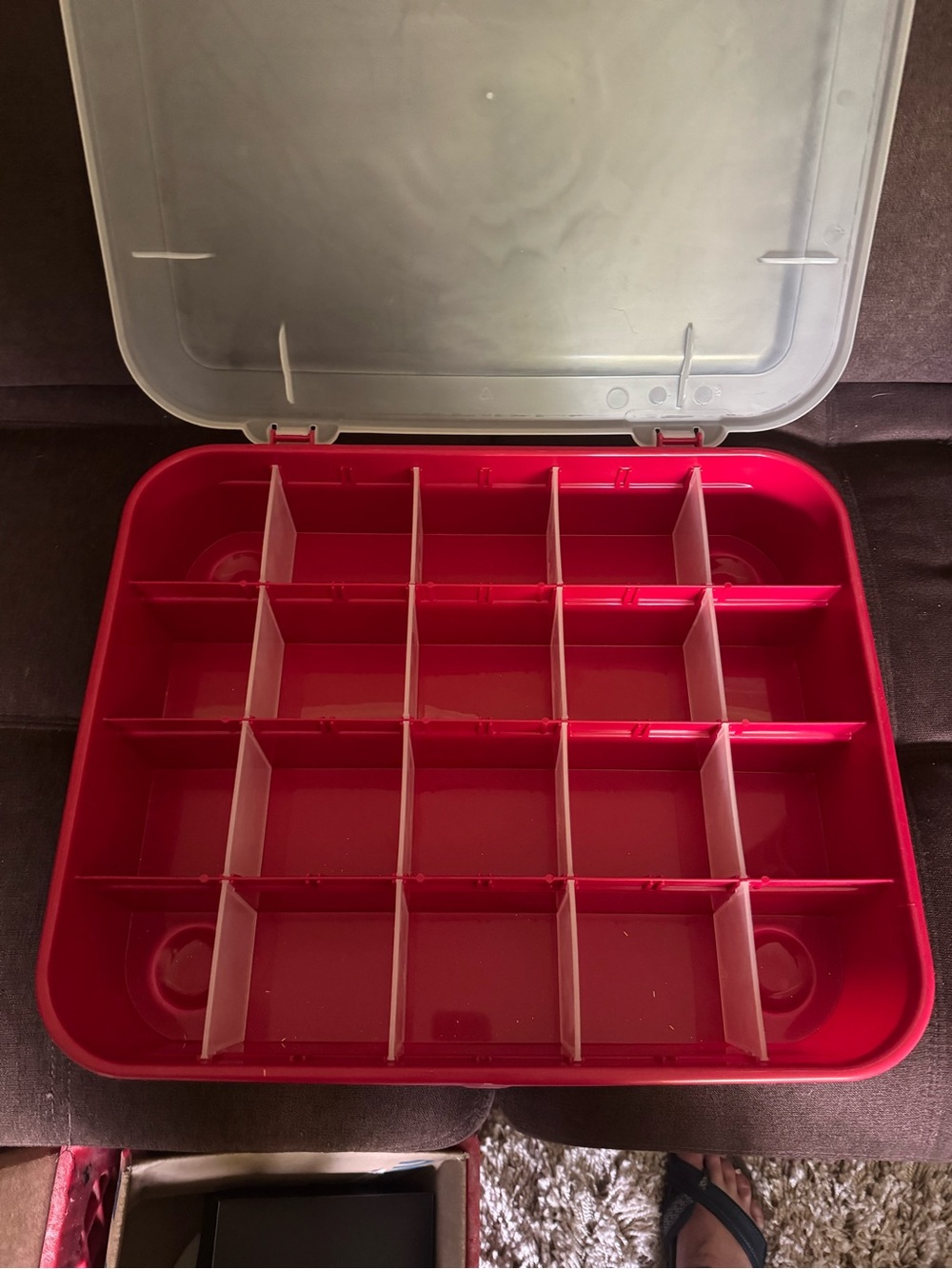 NWT Sterilite 32 Compartment Christmas Ornament Storage Organizer Box Red